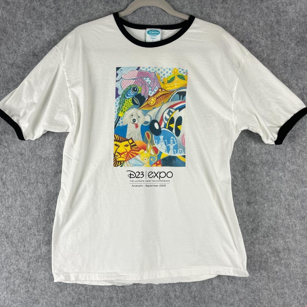 Disney D23 Expo 2009 Shirt Adult Large Ultimate Fan‎ Tim Rogerson Ringer Tee